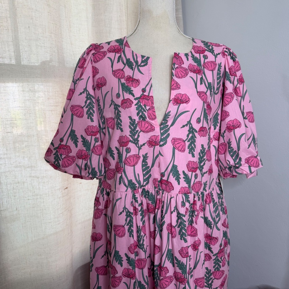 NWT Hyacinth House Pink Amaryllis Floral Cisco Maxi Dress Poppy Pink Women's XL - Picture 7 of 9